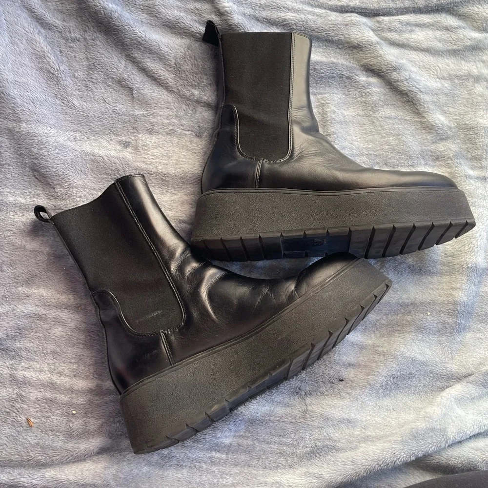 Zara black lug Chelsea booties